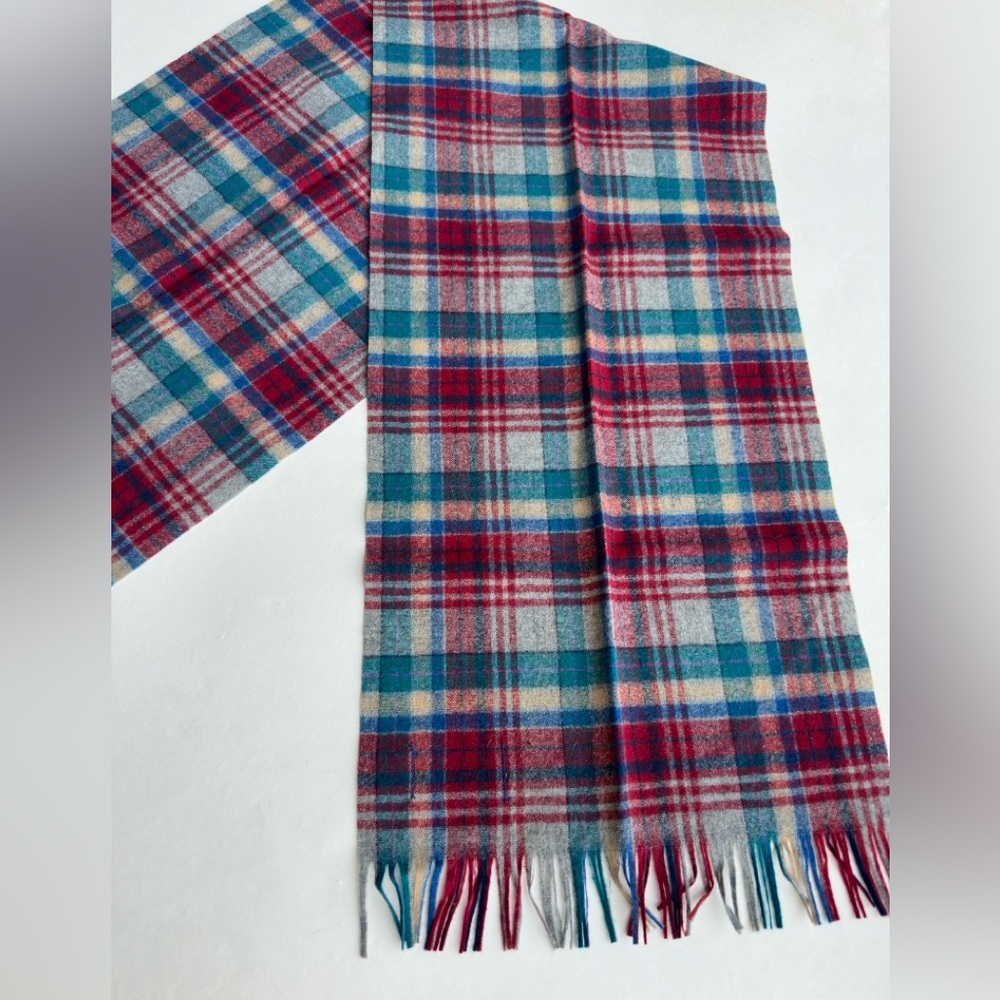 Pendleton Virgin Wool Scarf Multicolor Plaid Made… - image 6